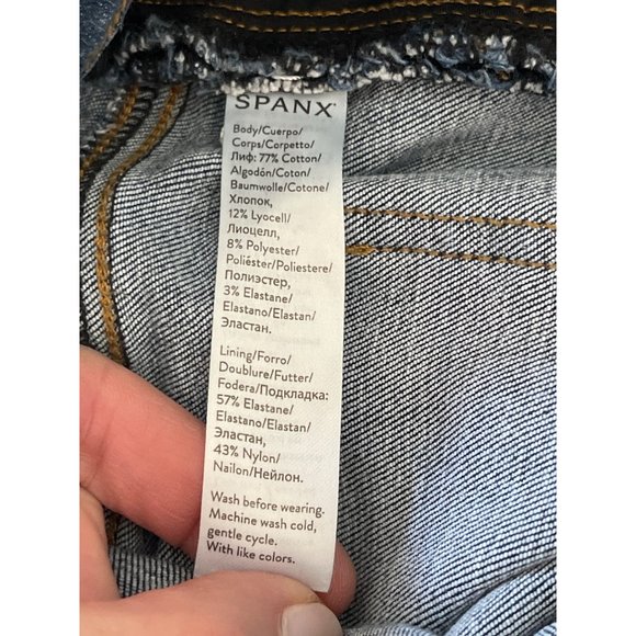Spanx Distressed Ankle Skinny Jeans Medium Wash Pull On Size M 20203R $98 - Picture 10 of 12